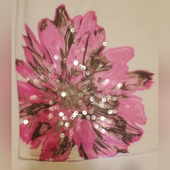 INC International Concepts White and Pink Floral Halter Top With Sequins Size M - Picture 2 of 5